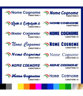 5 pezzi Adesivo Nome Personalizzato + Bandiera italiana Baffo