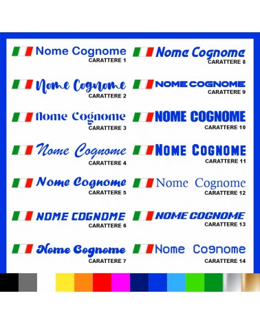 5 pezzi Adesivo Nome Personalizzato + Bandiera italiana