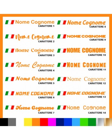 5 pezzi Adesivo Nome Personalizzato + Bandiera italiana