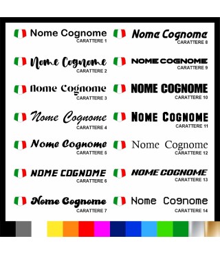 5 pezzi Adesivo Nome Personalizzato + Bandiera italiana