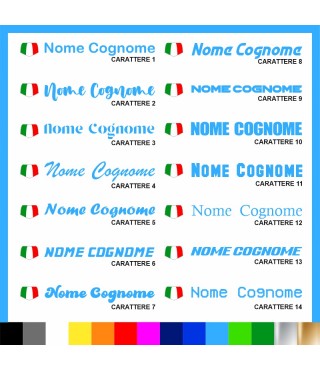 5 pezzi Adesivo Nome Personalizzato + Bandiera italiana