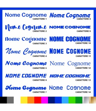 4 pezzi Adesivo Nome Cognome personalizzato AUTO MOTO BICI