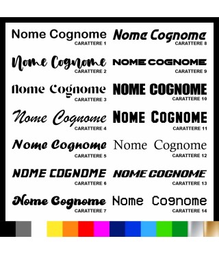 4 pezzi Adesivo Nome Cognome personalizzato AUTO MOTO BICI
