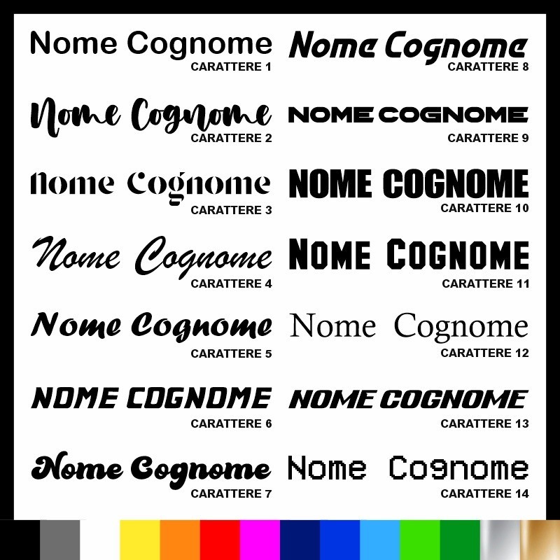 4 pezzi Adesivo Nome Cognome personalizzato AUTO MOTO BICI