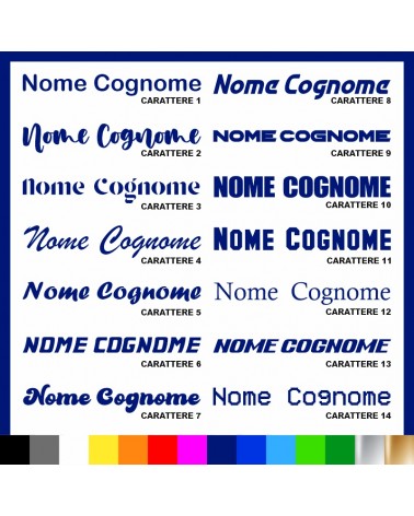 4 pezzi Adesivo Nome Cognome personalizzato AUTO MOTO BICI