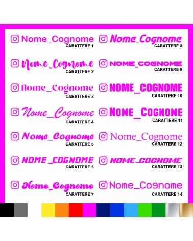 4 pezzi Adesivo Instagram Nome Cognome personalizzato AUTO MOTO