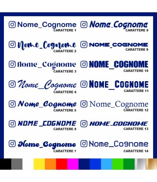 4 pezzi Adesivo Instagram Nome Cognome personalizzato AUTO MOTO