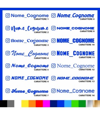 4 pezzi Adesivo Instagram Nome Cognome personalizzato AUTO MOTO