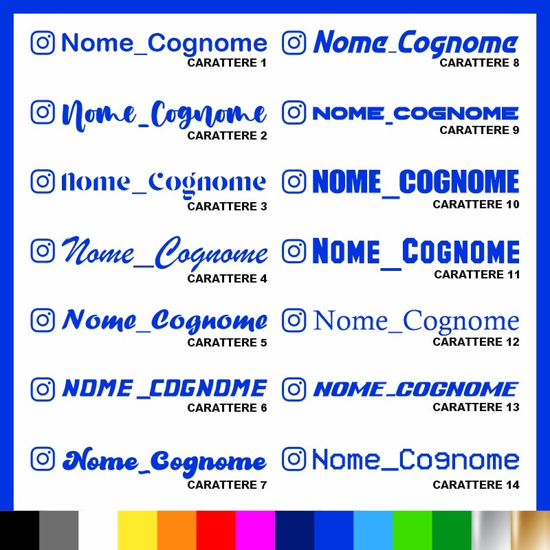 4 pezzi Adesivo Instagram Nome Cognome personalizzato AUTO MOTO