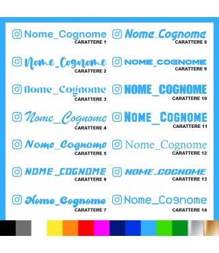 4 pezzi Adesivo Instagram Nome Cognome personalizzato AUTO MOTO