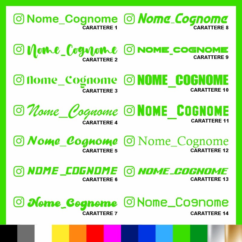 4 pezzi Adesivo Instagram Nome Cognome personalizzato AUTO MOTO