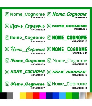 4 pezzi Adesivo Instagram Nome Cognome personalizzato AUTO MOTO