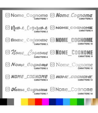 4 pezzi Adesivo Instagram Nome Cognome personalizzato AUTO MOTO