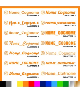 4 pezzi Adesivo Instagram Nome Cognome personalizzato AUTO MOTO