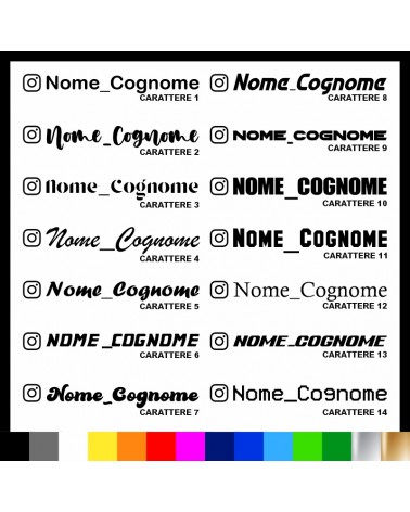 4 pezzi Adesivo Instagram Nome Cognome personalizzato AUTO MOTO