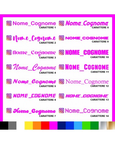 2 pezzi Adesivo Instagram Nome Cognome personalizzato AUTO MOTO