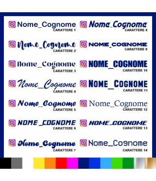 2 pezzi Adesivo Instagram Nome Cognome personalizzato AUTO MOTO