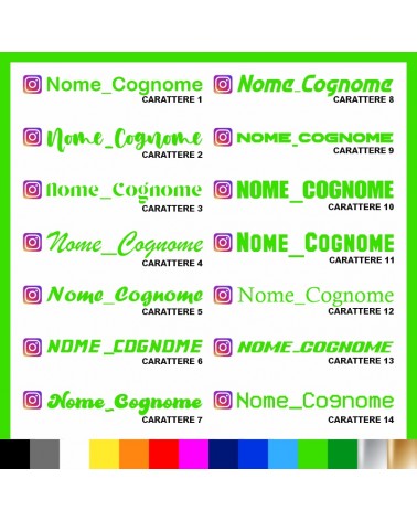 2 pezzi Adesivo Instagram Nome Cognome personalizzato AUTO MOTO
