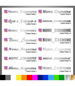 2 pezzi Adesivo Instagram Nome Cognome personalizzato AUTO MOTO