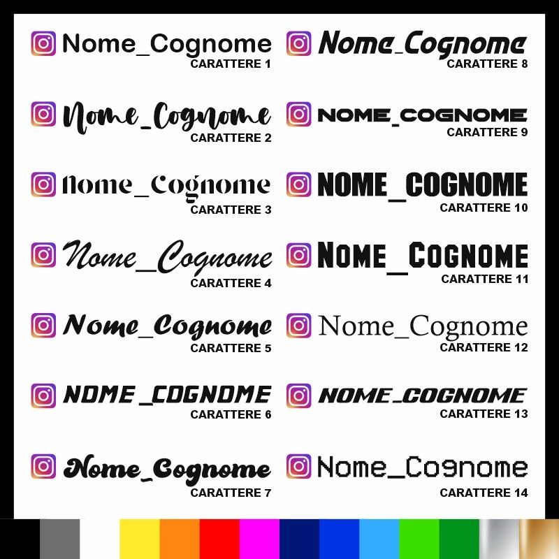 2 pezzi Adesivo Instagram Nome Cognome personalizzato AUTO MOTO