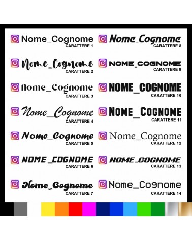 2 pezzi Adesivo Instagram Nome Cognome personalizzato AUTO MOTO