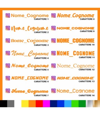 2 pezzi Adesivo Instagram Nome Cognome personalizzato AUTO MOTO