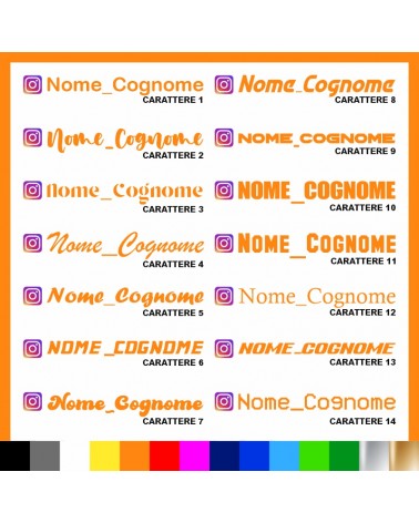 2 pezzi Adesivo Instagram Nome Cognome personalizzato AUTO MOTO