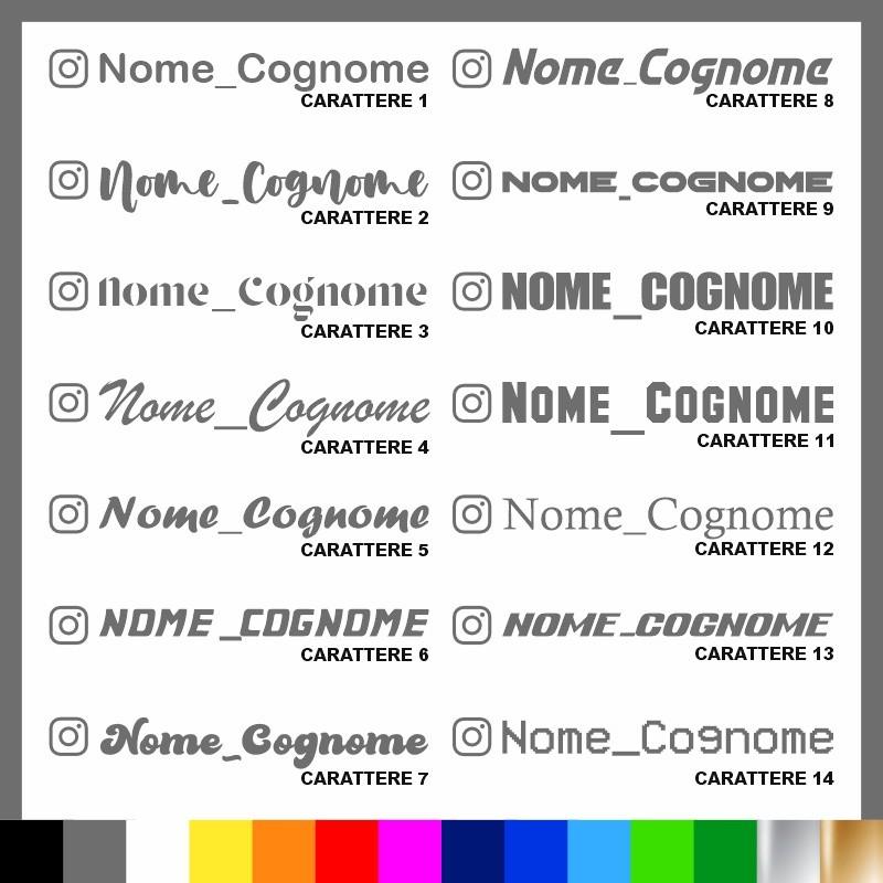 4 pezzi Adesivo Instagram Nome Cognome personalizzato AUTO MOTO