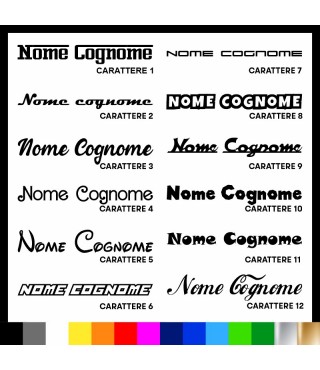 4 pezzi Adesivo Nome Cognome personalizzato AUTO MOTO BICI