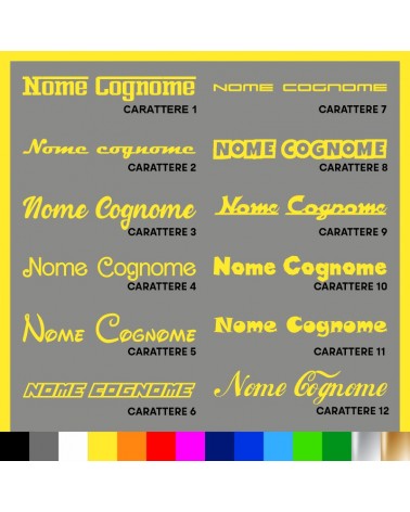 4 pezzi Adesivo Nome Cognome personalizzato AUTO MOTO BICI