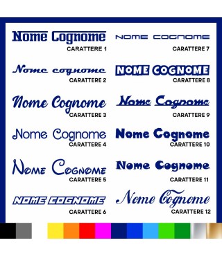 4 pezzi Adesivo Nome Cognome personalizzato AUTO MOTO BICI