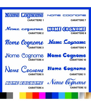 4 pezzi Adesivo Nome Cognome personalizzato AUTO MOTO BICI