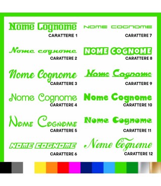 4 pezzi Adesivo Nome Cognome personalizzato AUTO MOTO BICI