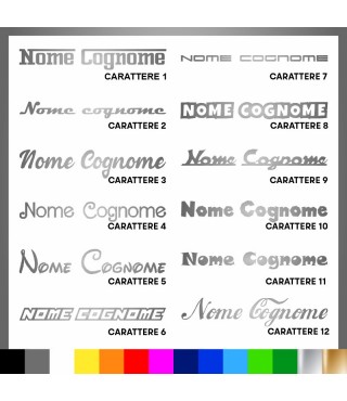 4 pezzi Adesivo Nome Cognome personalizzato AUTO MOTO BICI