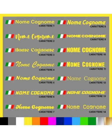 5 pezzi Adesivo Nome Personalizzato + Bandiera italiana