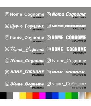 4 pezzi Adesivo Instagram Nome Cognome personalizzato AUTO MOTO