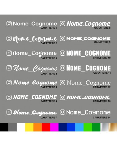 4 pezzi Adesivo Instagram Nome Cognome personalizzato AUTO MOTO