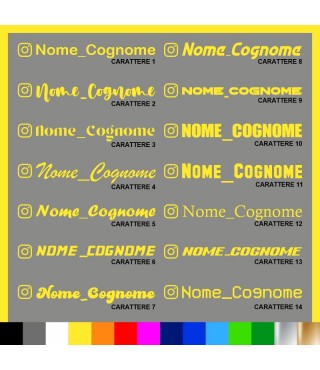 4 pezzi Adesivo Instagram Nome Cognome personalizzato AUTO MOTO