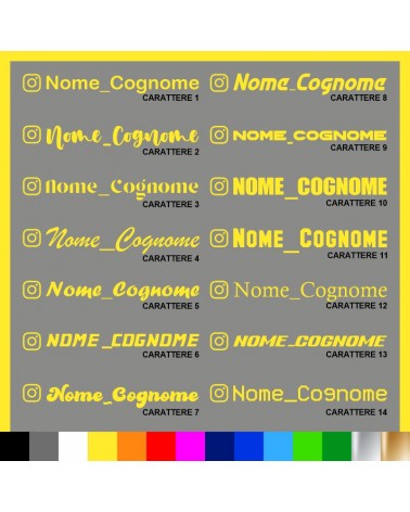 4 pezzi Adesivo Instagram Nome Cognome personalizzato AUTO MOTO