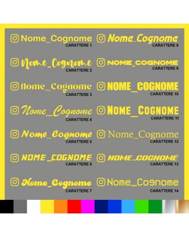 4 pezzi Adesivo Instagram Nome Cognome personalizzato AUTO MOTO