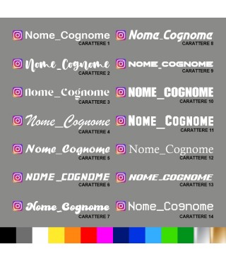 2 pezzi Adesivo Instagram Nome Cognome personalizzato AUTO MOTO