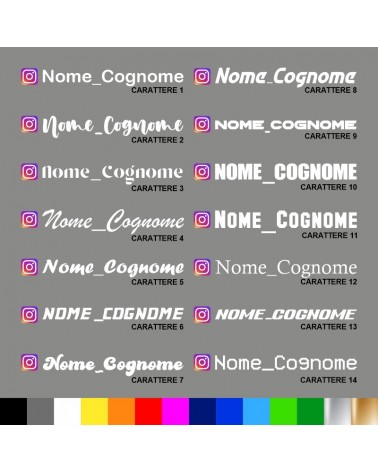 2 pezzi Adesivo Instagram Nome Cognome personalizzato AUTO MOTO