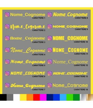 2 pezzi Adesivo Instagram Nome Cognome personalizzato AUTO MOTO