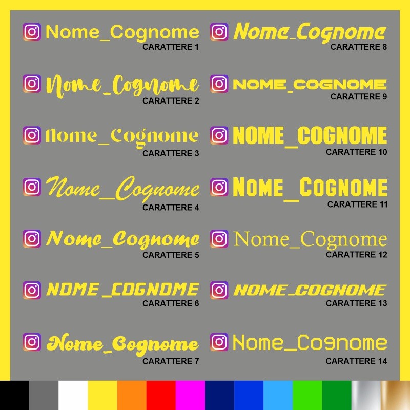 2 pezzi Adesivo Instagram Nome Cognome personalizzato AUTO MOTO