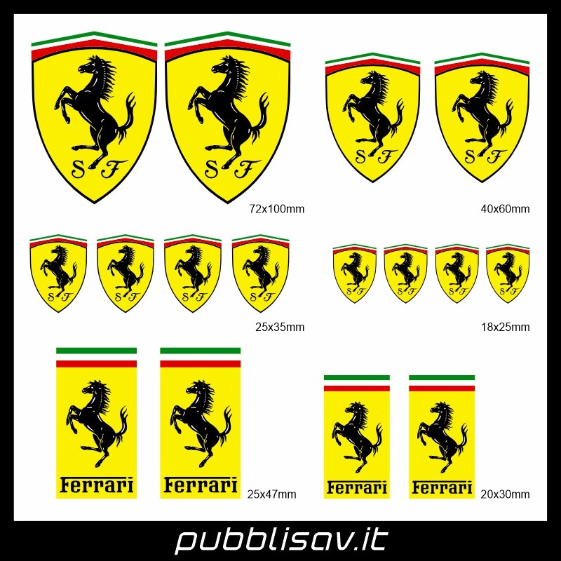 Kit Ferrari adesivi stickers auto moto caschi