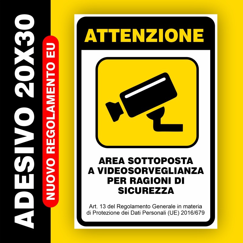 ADESIVO CARTELLO VIDEOSORVEGLIANZA 20X30 CM
