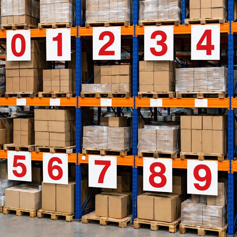 Adesivi Numeri 0-9 per Magazzino | Kit 10 pz Rosso/Bianco